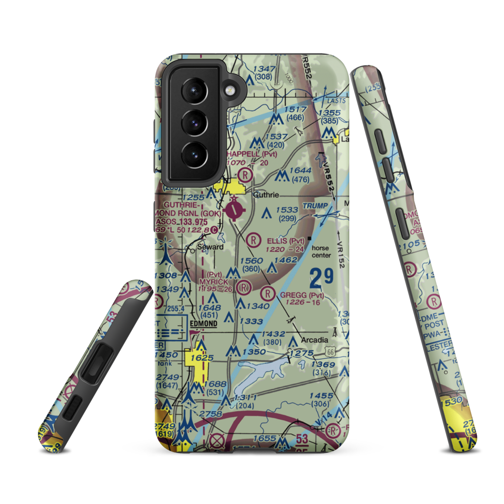 Ellis/Harvey Airport (0OK6) VFR Sectional Samsung Phone Case Samsung Galaxy S21 FE model shown