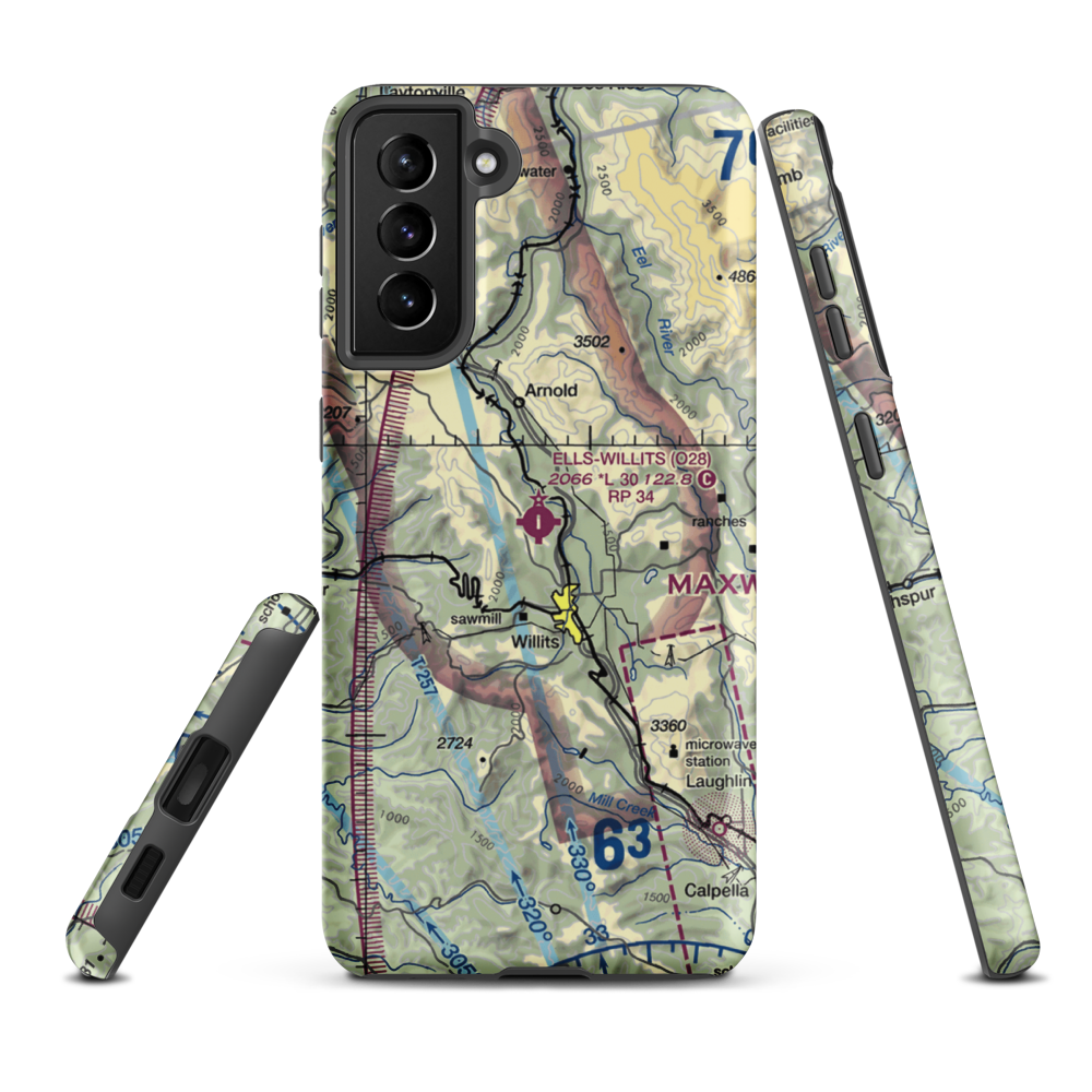 Ells Field Willits Municipal Airport (O28) VFR Sectional Samsung Phone Case Samsung Galaxy S21 FE model shown