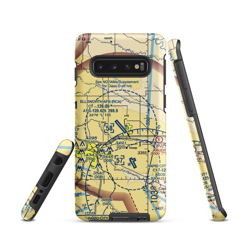 Ellsworth Air Force Base (RCA) VFR Sectional Samsung Phone Case Samsung Galaxy S10 model shown