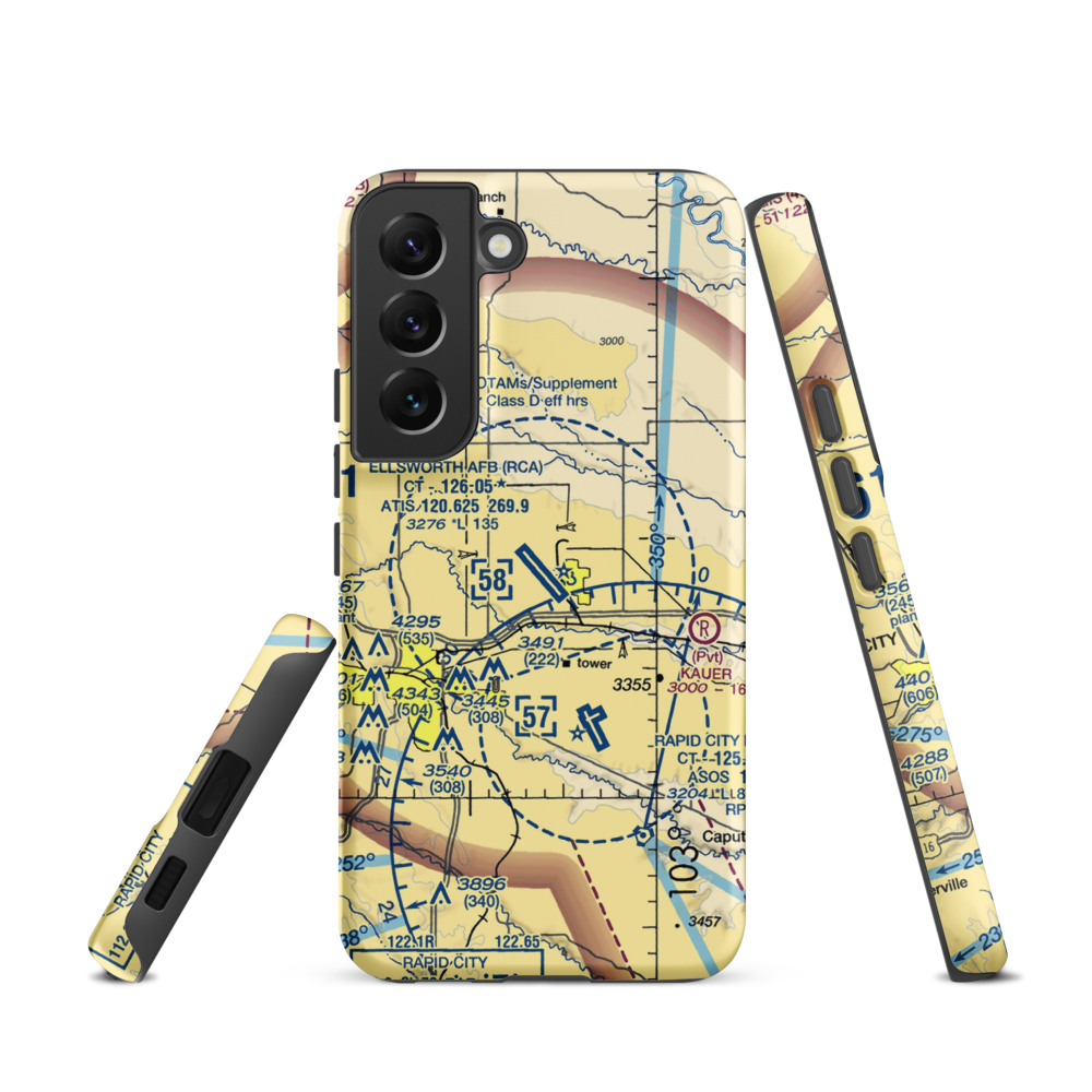 Ellsworth Air Force Base (RCA) VFR Sectional Samsung Phone Case Samsung Galaxy S22 model shown