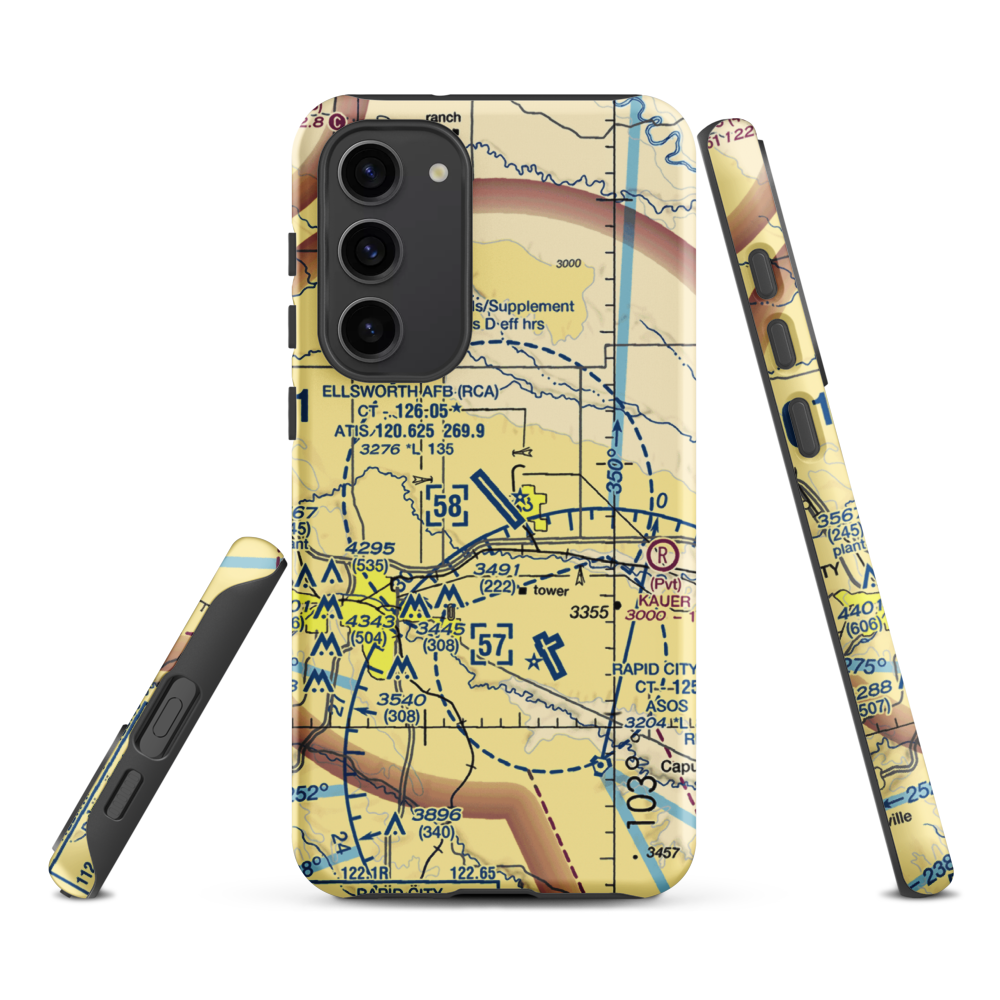 Ellsworth Air Force Base (RCA) VFR Sectional Samsung Phone Case Samsung Galaxy S23 Plus model shown