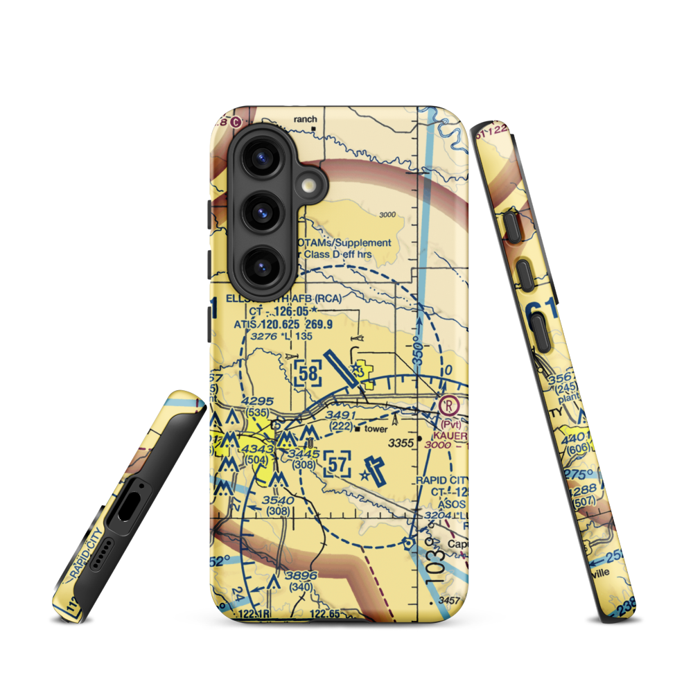 Ellsworth Air Force Base (RCA) VFR Sectional Samsung Phone Case Samsung Galaxy S24 model shown