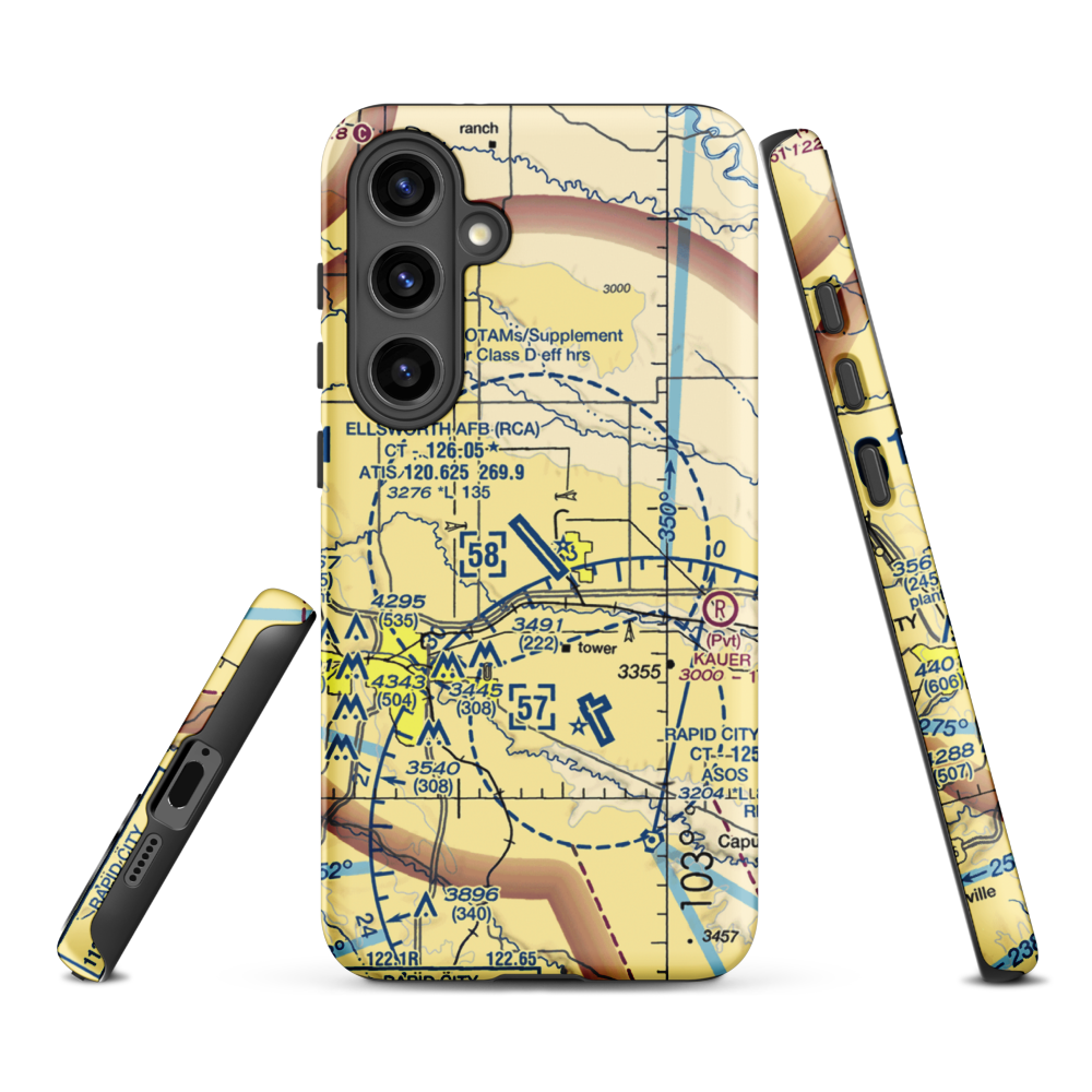 Ellsworth Air Force Base (RCA) VFR Sectional Samsung Phone Case Samsung Galaxy S24 Plus model shown