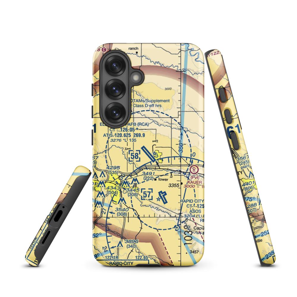 Ellsworth Air Force Base (RCA) VFR Sectional Samsung Phone Case Samsung Galaxy S25 model shown