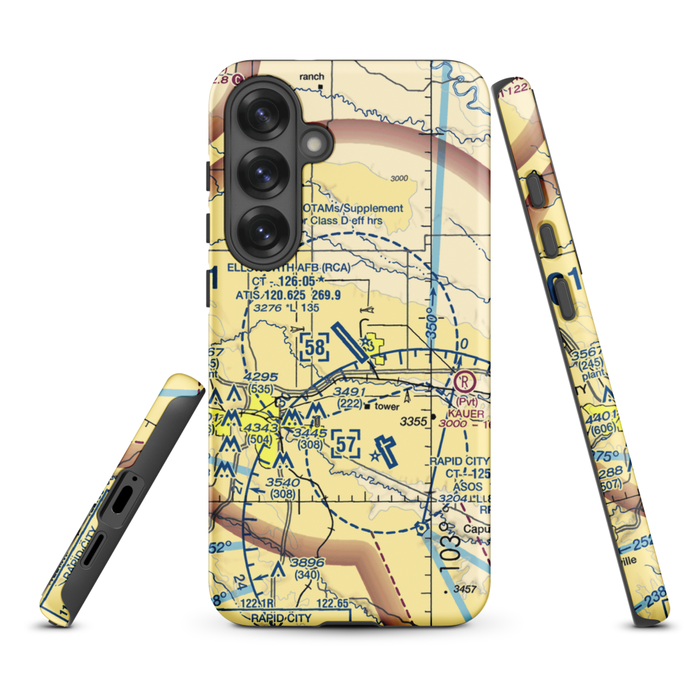 Ellsworth Air Force Base (RCA) VFR Sectional Samsung Phone Case Samsung Galaxy S25 Plus model shown