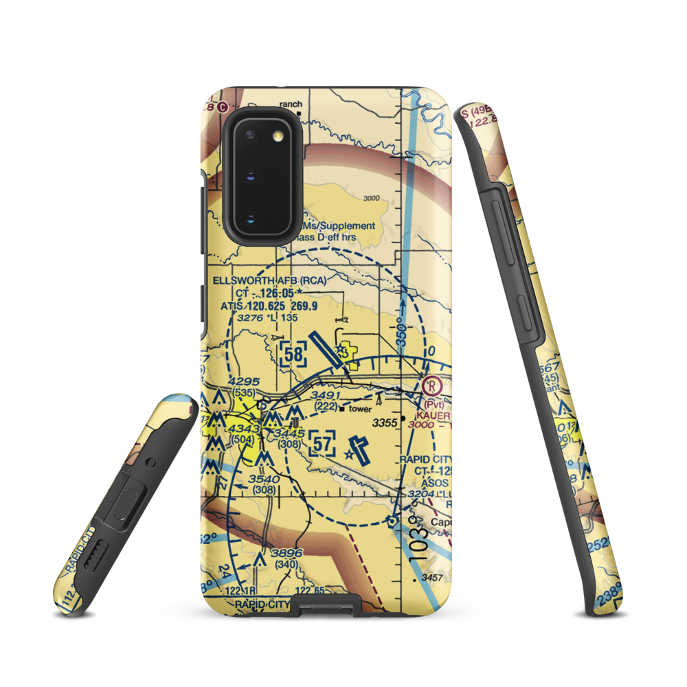 Ellsworth Air Force Base (RCA) VFR Sectional Samsung Phone Case Samsung Galaxy S20 model shown