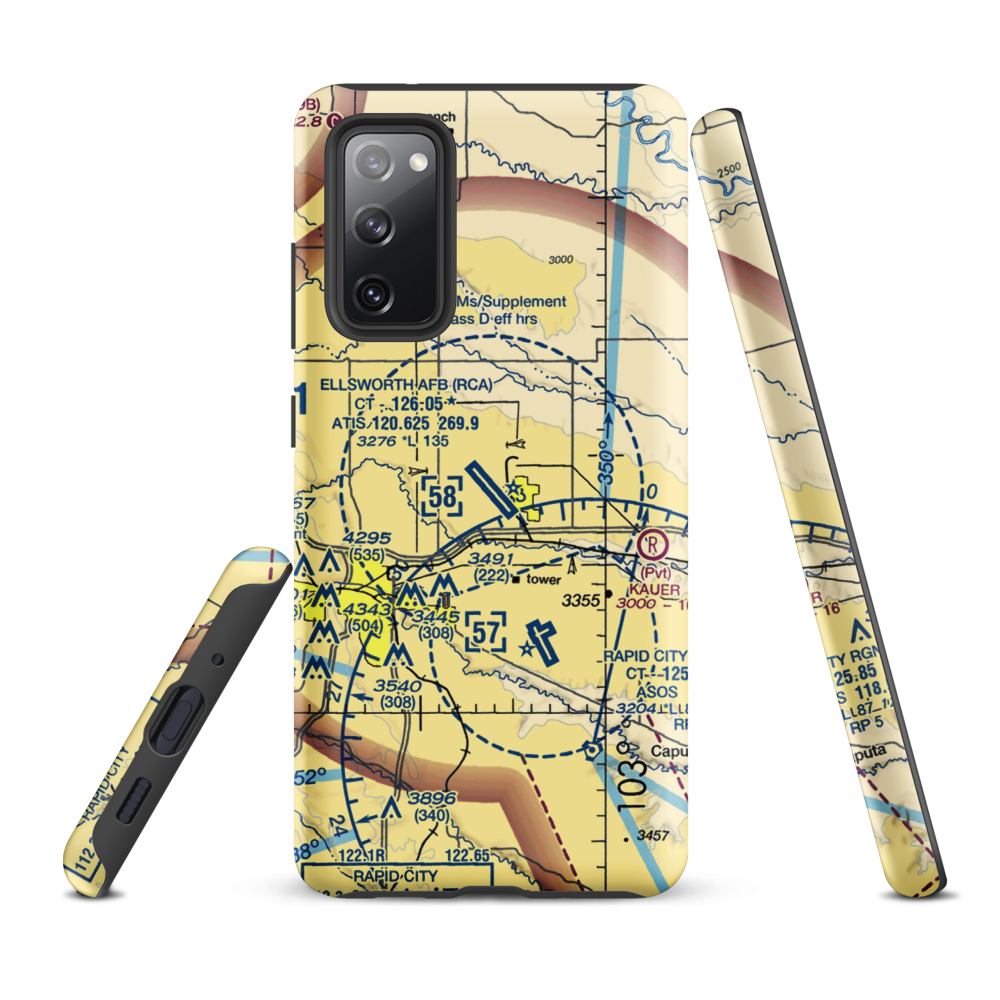 Ellsworth Air Force Base (RCA) VFR Sectional Samsung Phone Case Samsung Galaxy S20 FE model shown