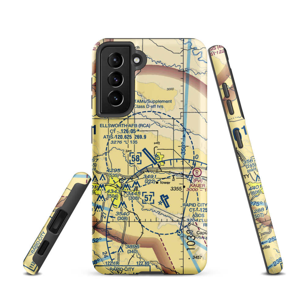 Ellsworth Air Force Base (RCA) VFR Sectional Samsung Phone Case Samsung Galaxy S21 model shown