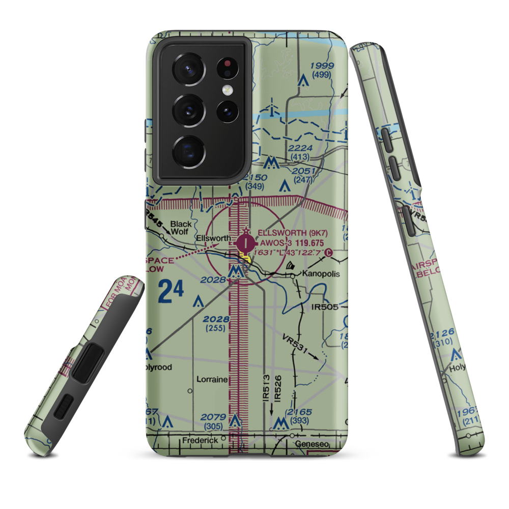 Ellsworth Municipal Airport (9K7) VFR Sectional Samsung Phone Case Samsung Galaxy S21 Ultra model shown