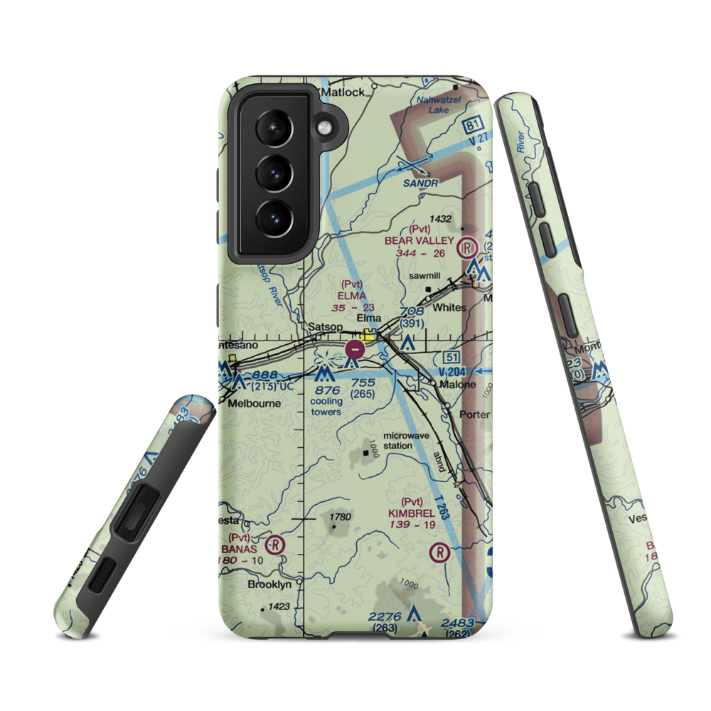 Elma Municipal Airport (1WA7) VFR Sectional Samsung Phone Case Samsung Galaxy S21 FE model shown