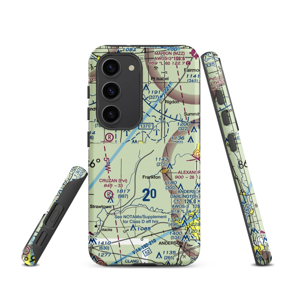 Elwood Airport (3I1) VFR Sectional Samsung Phone Case Samsung Galaxy S23 model shown