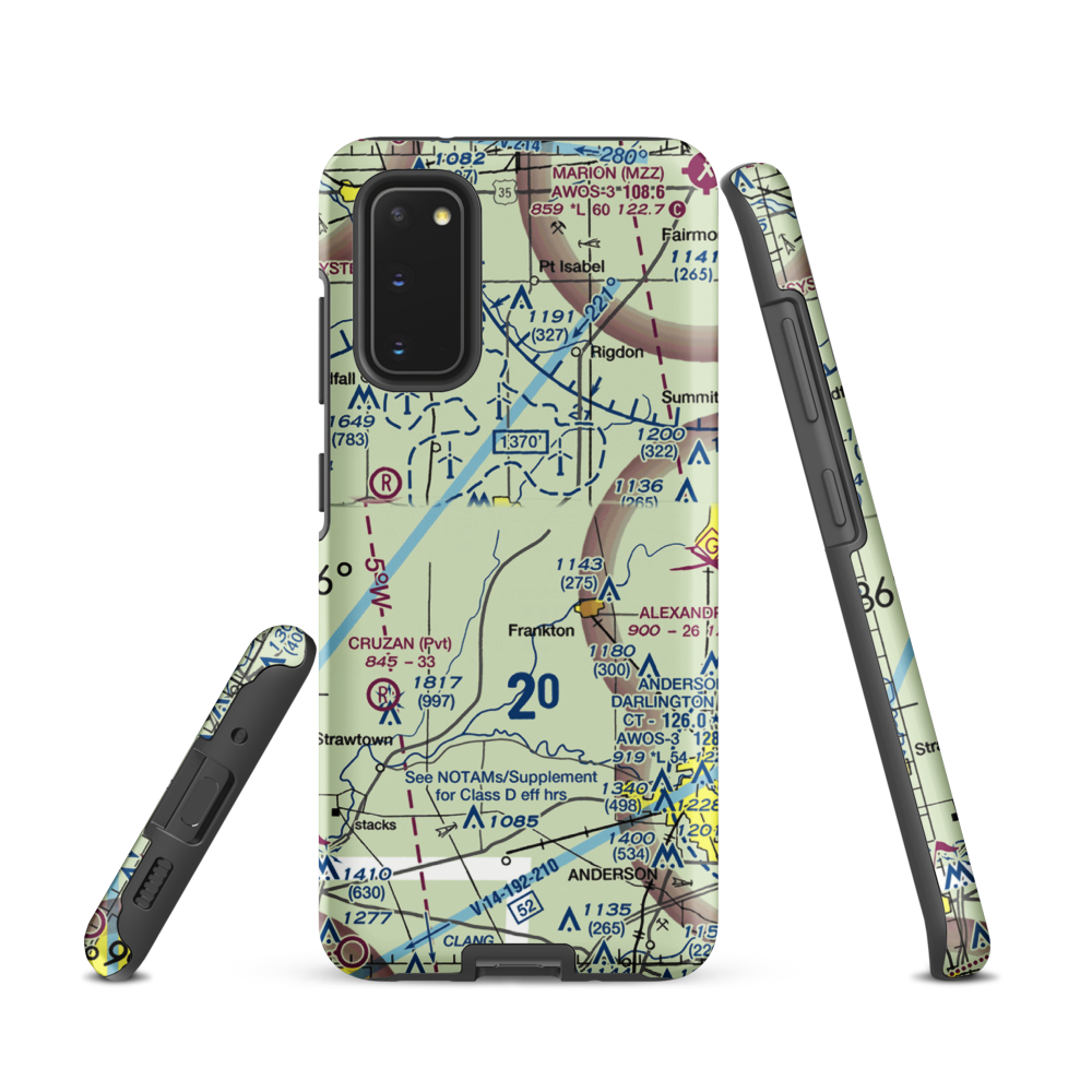 Elwood Airport (3I1) VFR Sectional Samsung Phone Case Samsung Galaxy S20 model shown