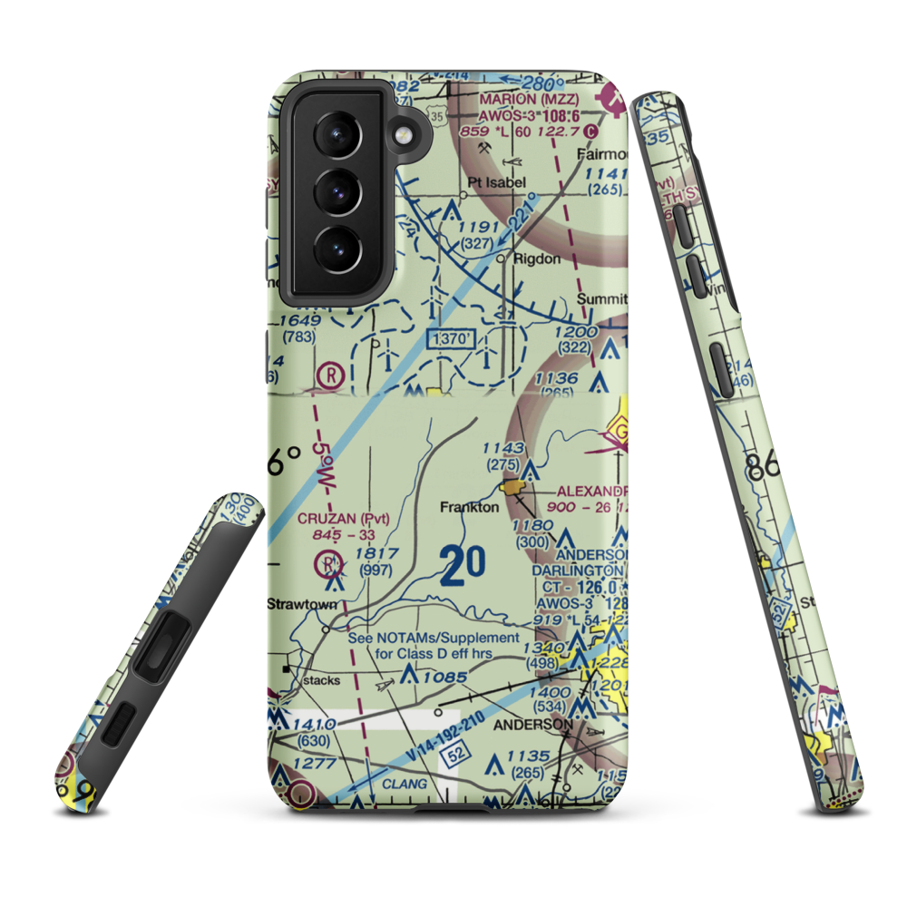 Elwood Airport (3I1) VFR Sectional Samsung Phone Case Samsung Galaxy S21 Plus model shown