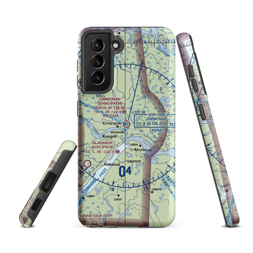 Emmonak Airport (ENM) VFR Sectional Samsung Phone Case Samsung Galaxy S21 FE model shown