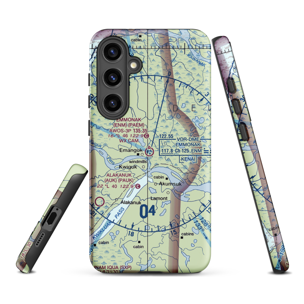 Emmonak Airport (ENM) VFR Sectional Samsung Phone Case Samsung Galaxy S24 Plus model shown