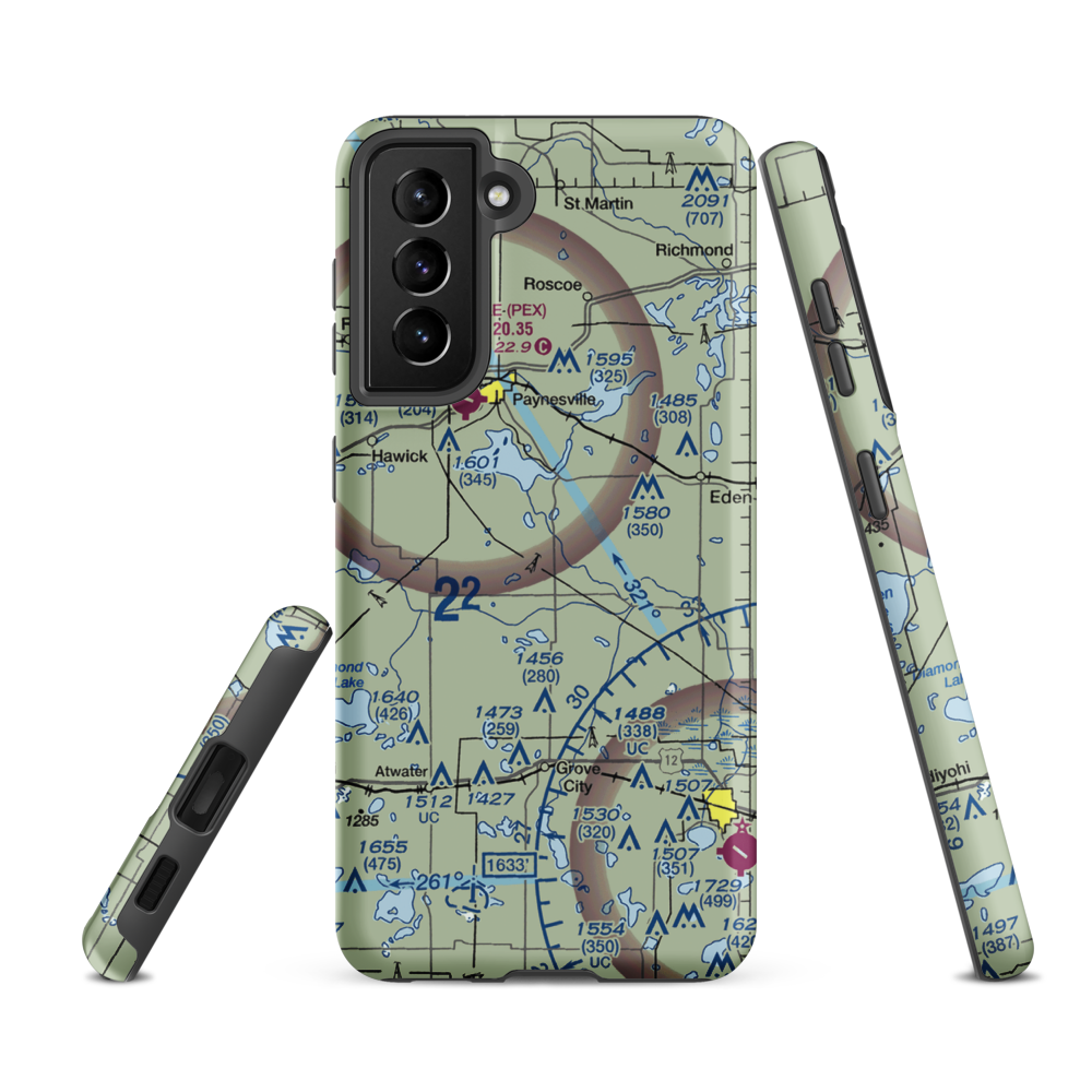 Empire Valley Airport (MN88) VFR Sectional Samsung Phone Case Samsung Galaxy S21 FE model shown