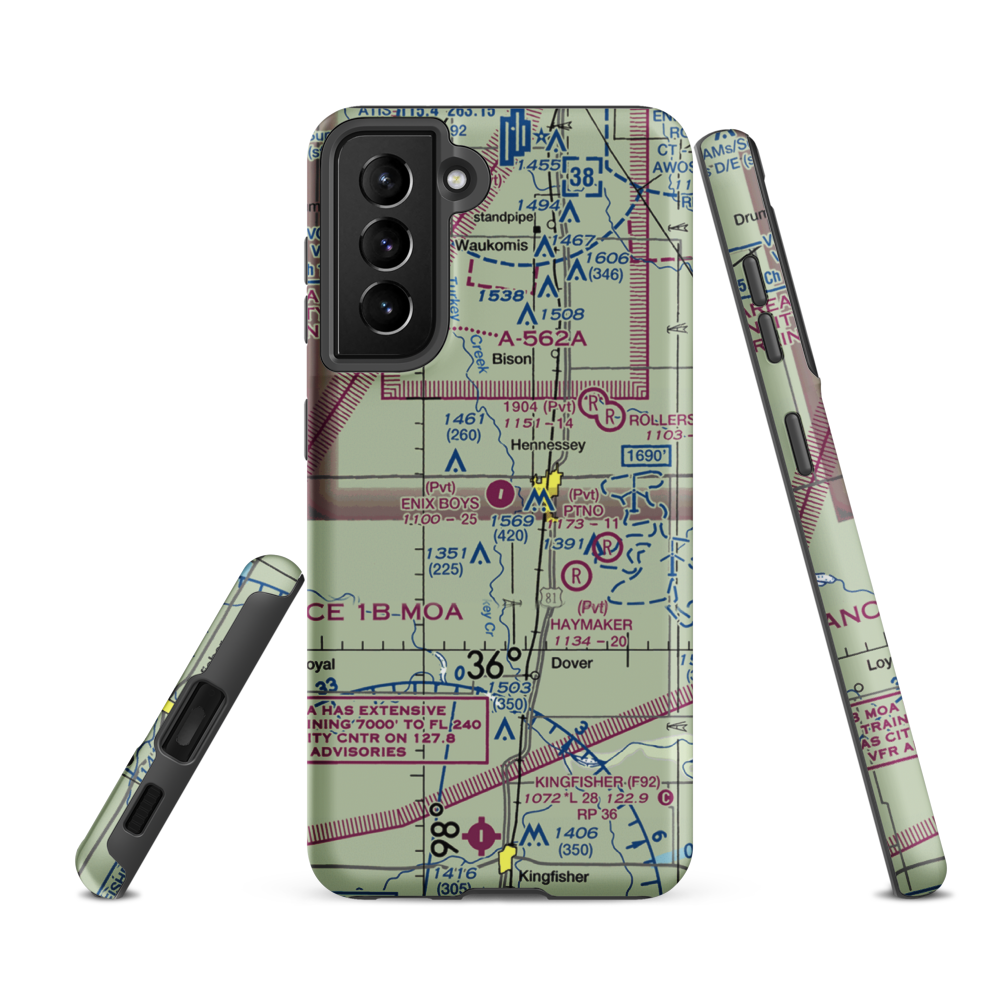 Enix Boys Airport (OK51) VFR Sectional Samsung Phone Case Samsung Galaxy S21 FE model shown