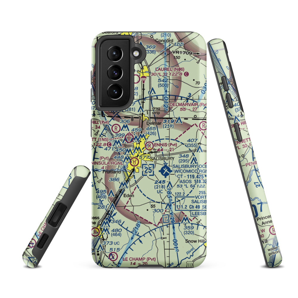 Ennis Aerodrome (2MD4) VFR Sectional Samsung Phone Case Samsung Galaxy S21 FE model shown