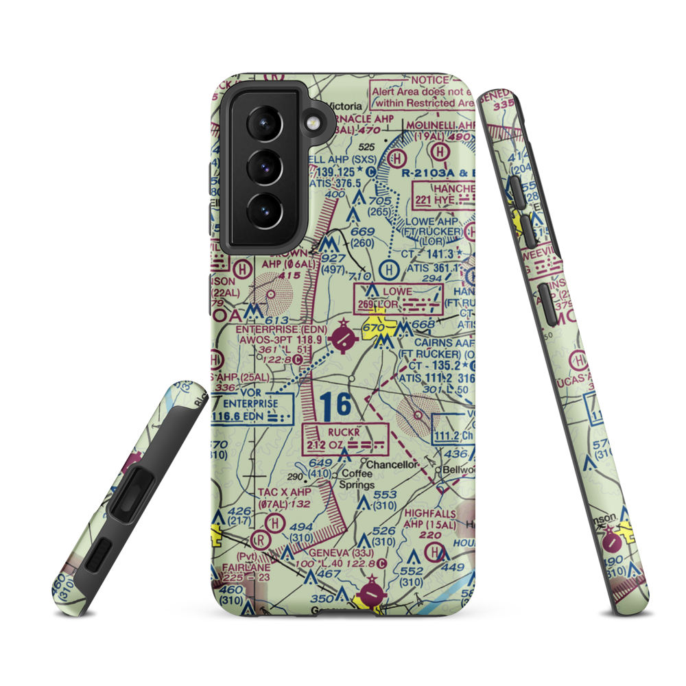 Enterprise Municipal Airport (EDN) VFR Sectional Samsung Phone Case Samsung Galaxy S21 FE model shown
