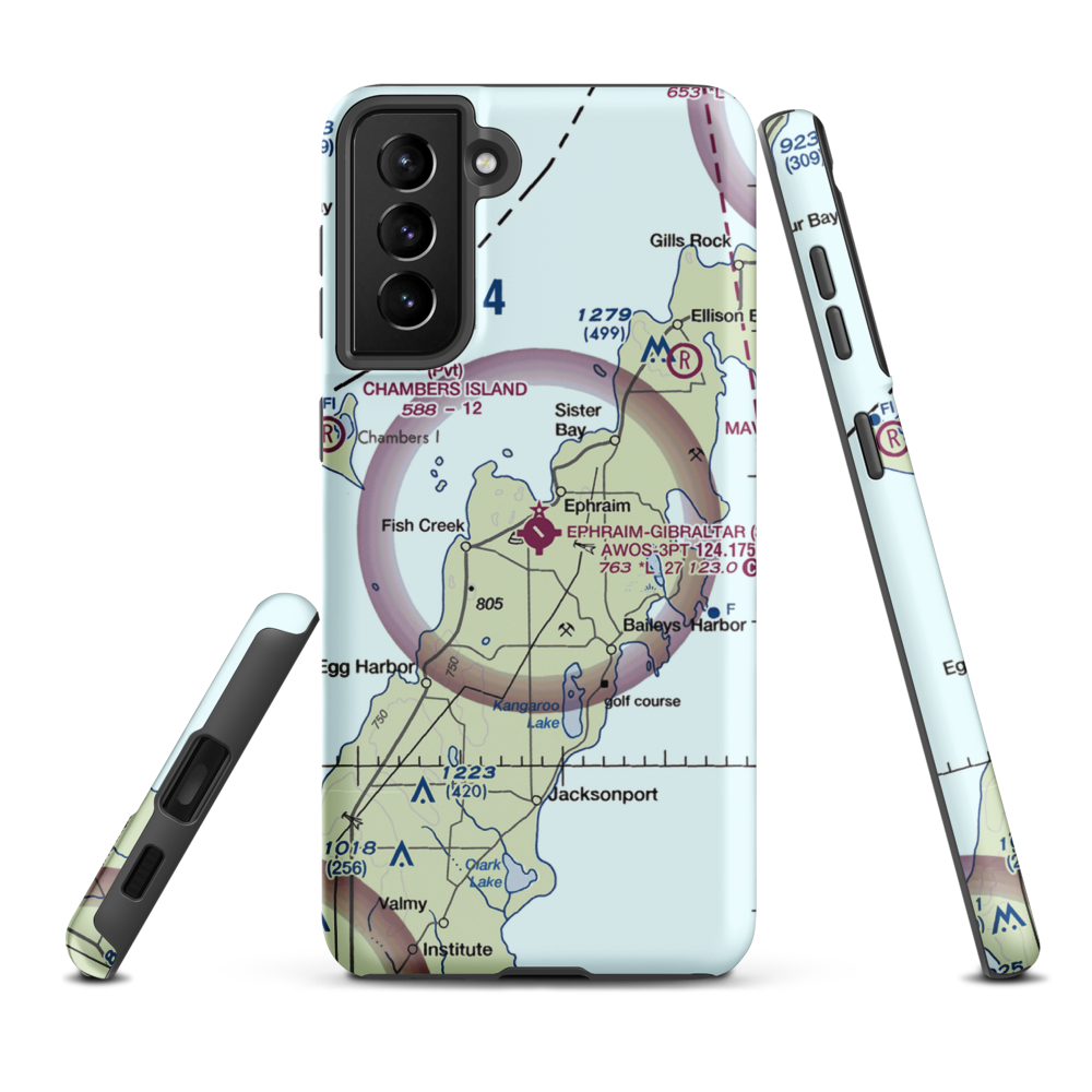 Ephraim-Fish Creek Airport (3D2) VFR Sectional Samsung Phone Case Samsung Galaxy S21 FE model shown