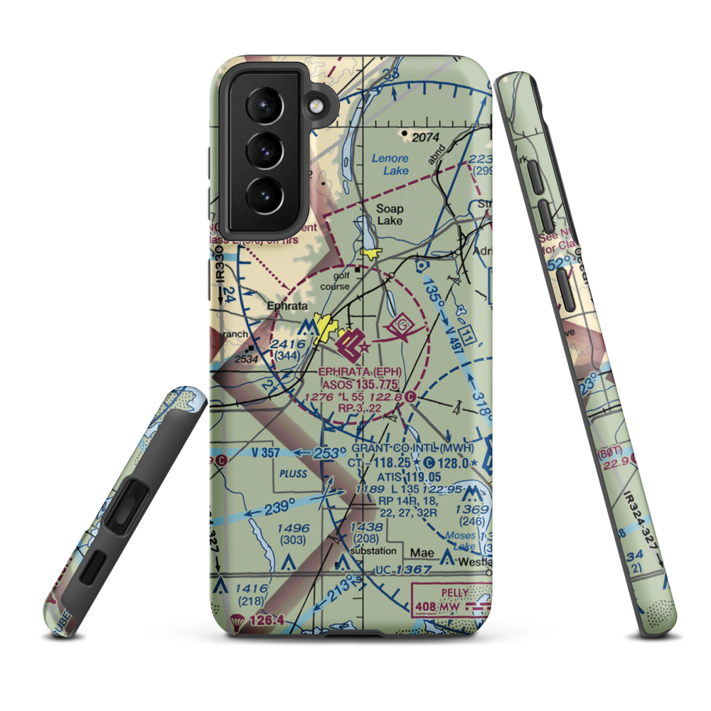 Ephrata Municipal Airport (EPH) VFR Sectional Samsung Phone Case Samsung Galaxy S21 Plus model shown