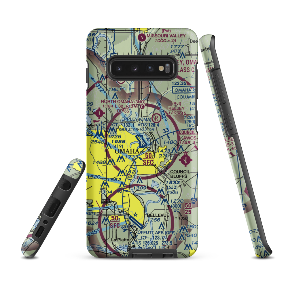 Eppley Airfield (OMA) VFR Sectional Samsung Phone Case Samsung Galaxy S10 Plus model shown