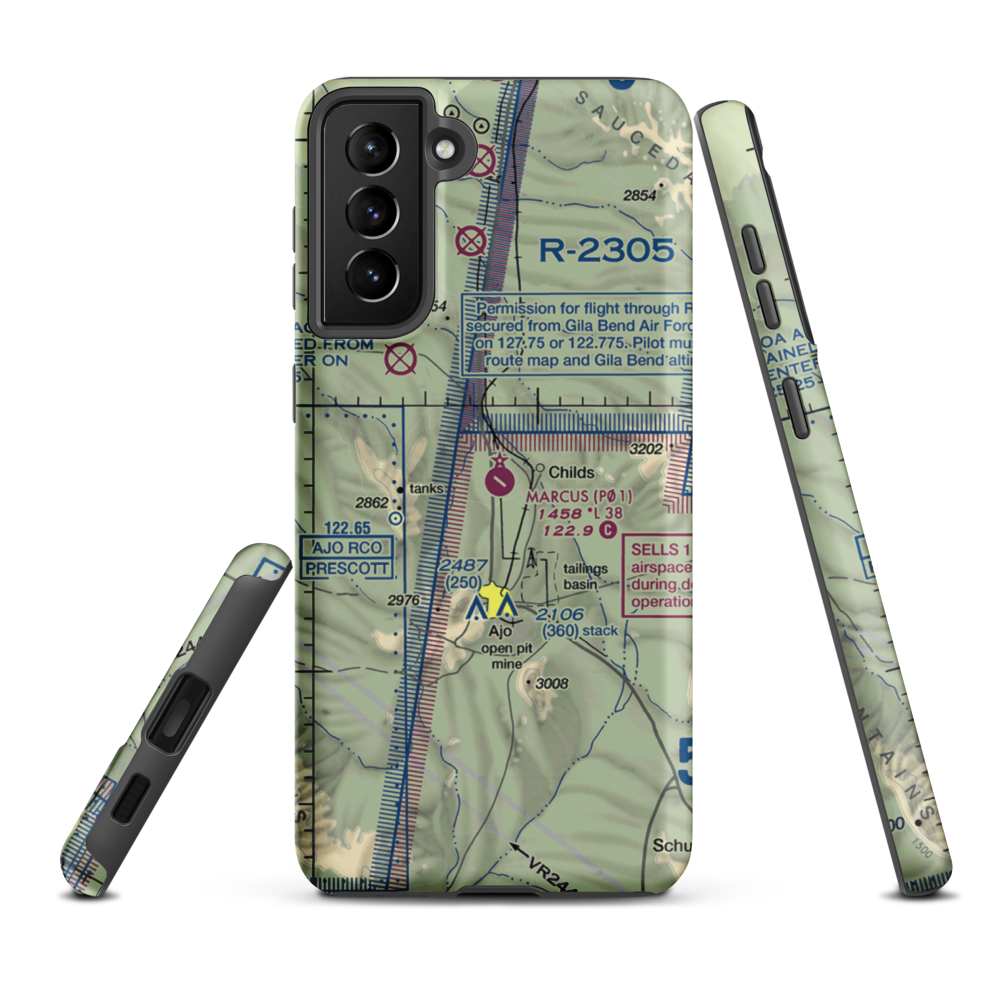 Eric Marcus Municipal Airport (P01) VFR Sectional Samsung Phone Case Samsung Galaxy S21 Plus model shown