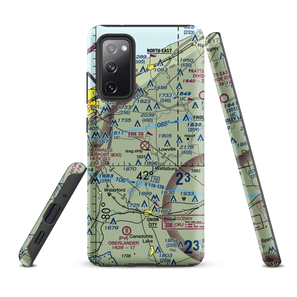 Erie County Airport (3G1) VFR Sectional Samsung Phone Case Samsung Galaxy S20 FE model shown