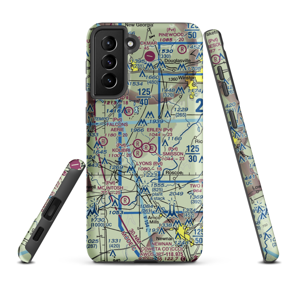 Erlen Airport (3GA6) VFR Sectional Samsung Phone Case Samsung Galaxy S21 Plus model shown