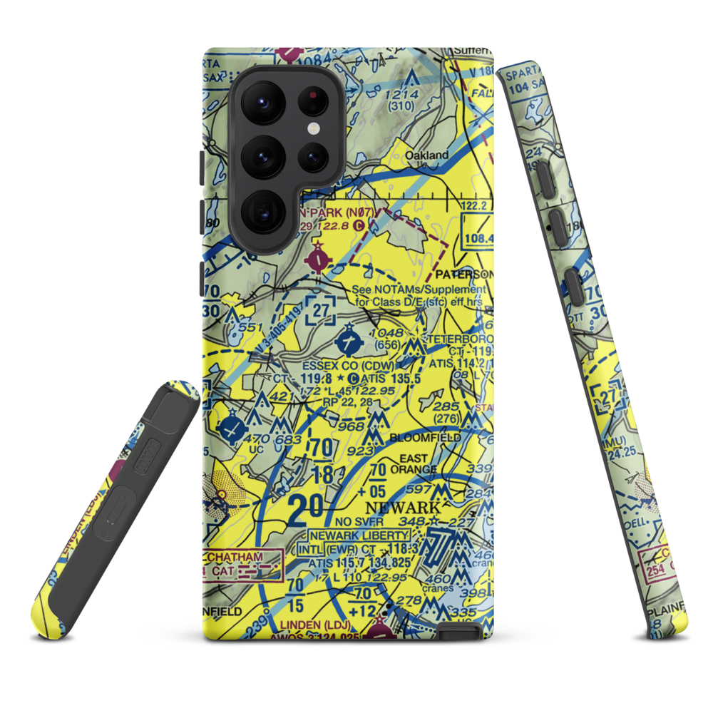 Essex County Airport (CDW) VFR Sectional Samsung Phone Case Samsung Galaxy S22 Ultra model shown