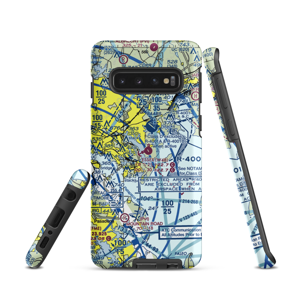 Essex Skypark Airport (W48) VFR Sectional Samsung Phone Case Samsung Galaxy S10 model shown