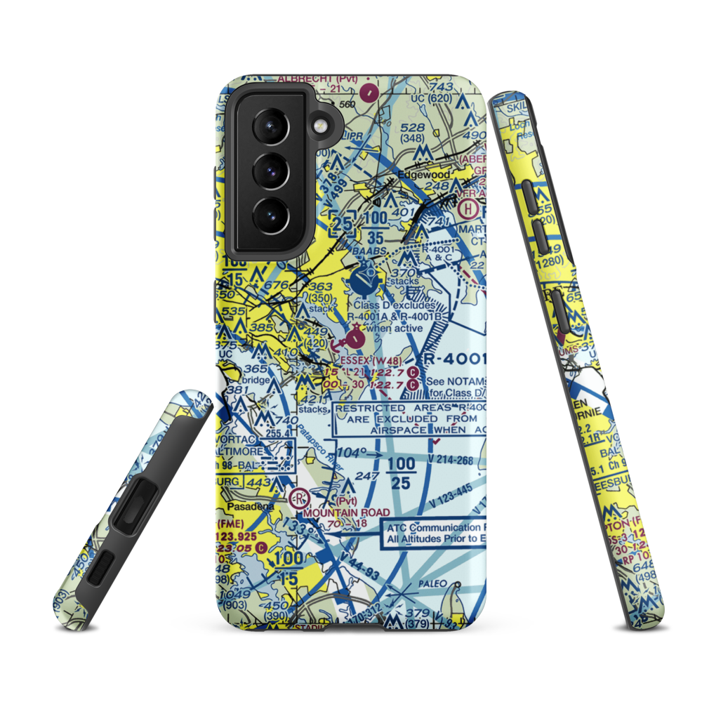 Essex Skypark Airport (W48) VFR Sectional Samsung Phone Case Samsung Galaxy S21 Ultra model shown