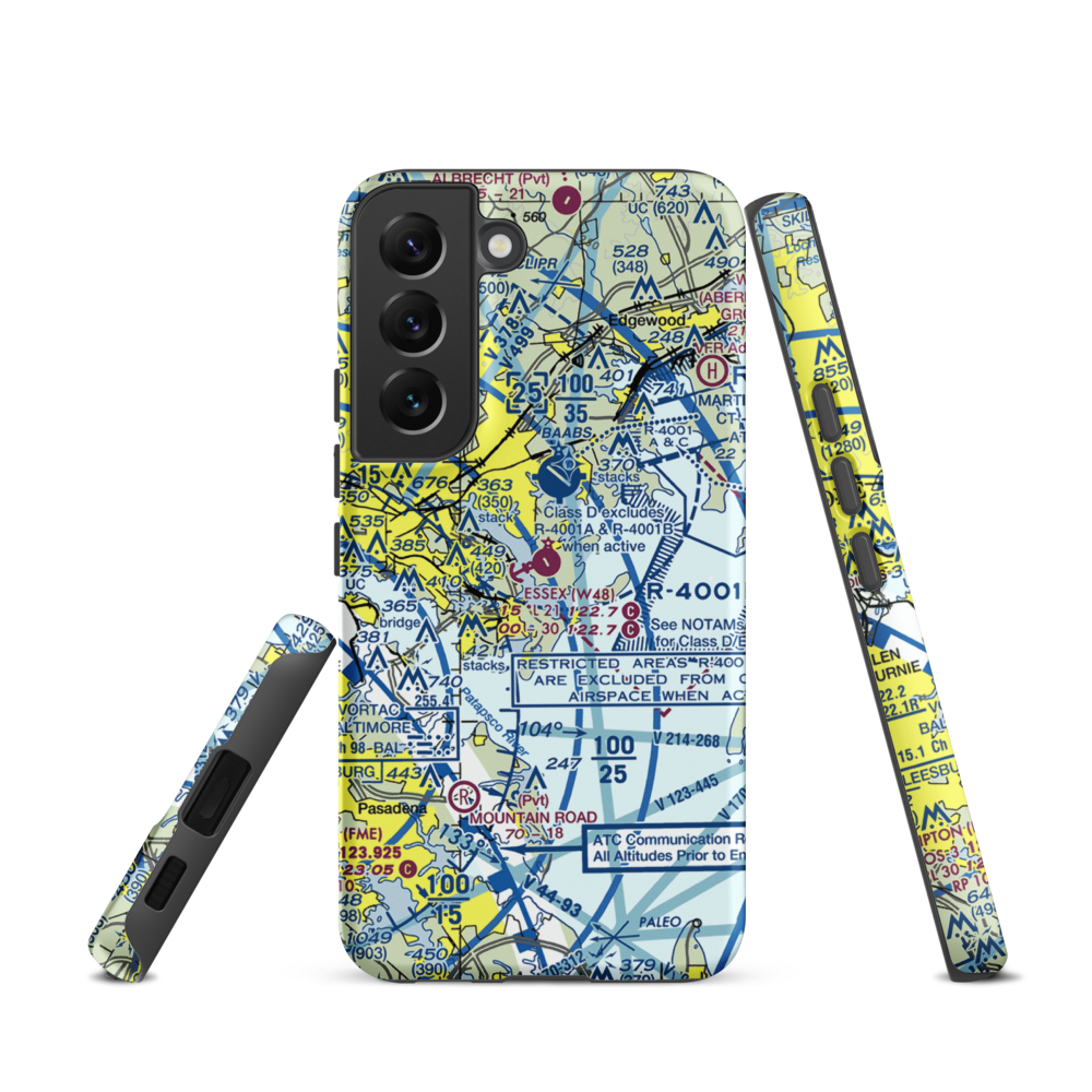 Essex Skypark Airport (W48) VFR Sectional Samsung Phone Case Samsung Galaxy S22 model shown