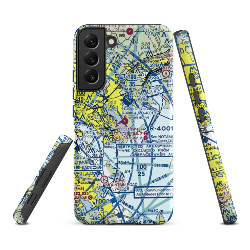 Essex Skypark Airport (W48) VFR Sectional Samsung Phone Case Samsung Galaxy S22 Plus model shown