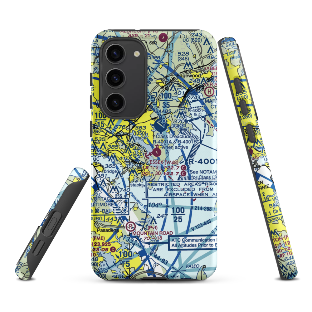 Essex Skypark Airport (W48) VFR Sectional Samsung Phone Case Samsung Galaxy S23 Plus model shown