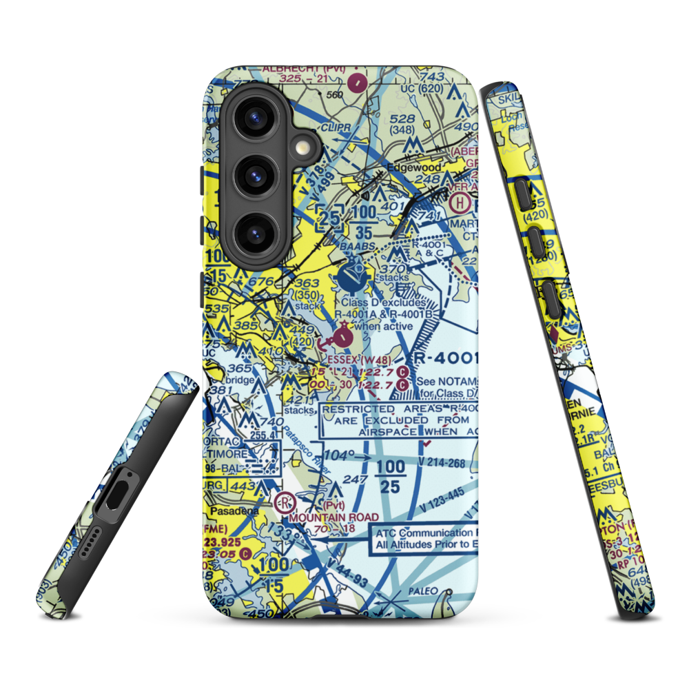 Essex Skypark Airport (W48) VFR Sectional Samsung Phone Case Samsung Galaxy S24 Plus model shown