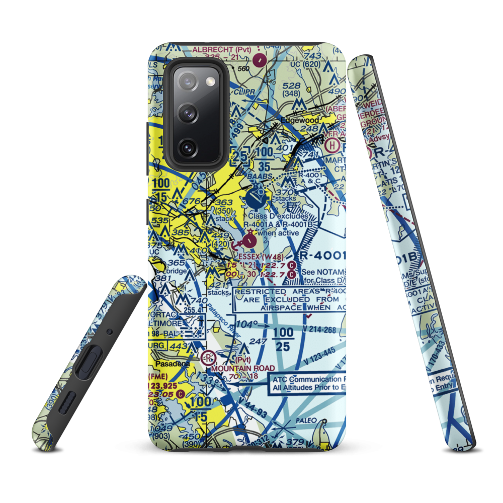 Essex Skypark Airport (W48) VFR Sectional Samsung Phone Case Samsung Galaxy S20 FE model shown