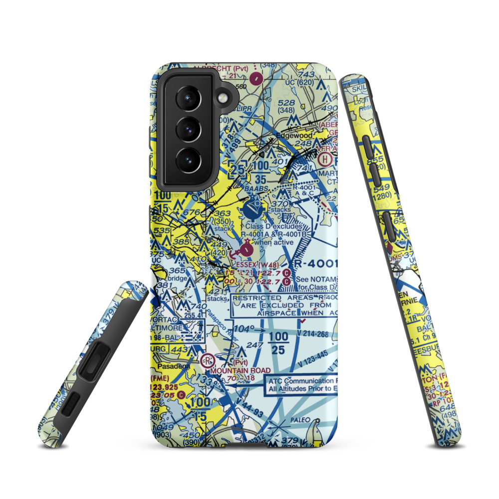 Essex Skypark Airport (W48) VFR Sectional Samsung Phone Case Samsung Galaxy S21 model shown