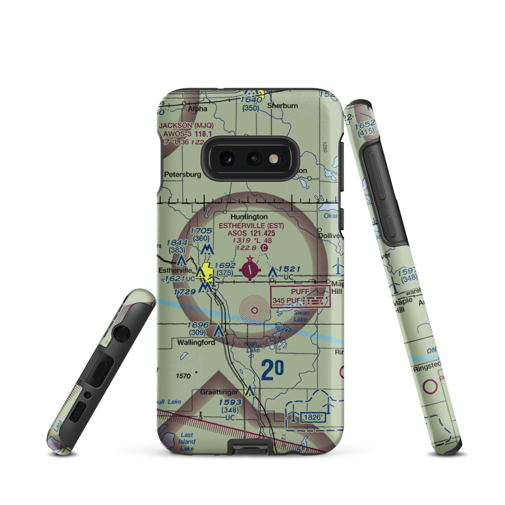 Estherville Municipal Airport (EST) VFR Sectional Samsung Phone Case Samsung Galaxy S10e model shown