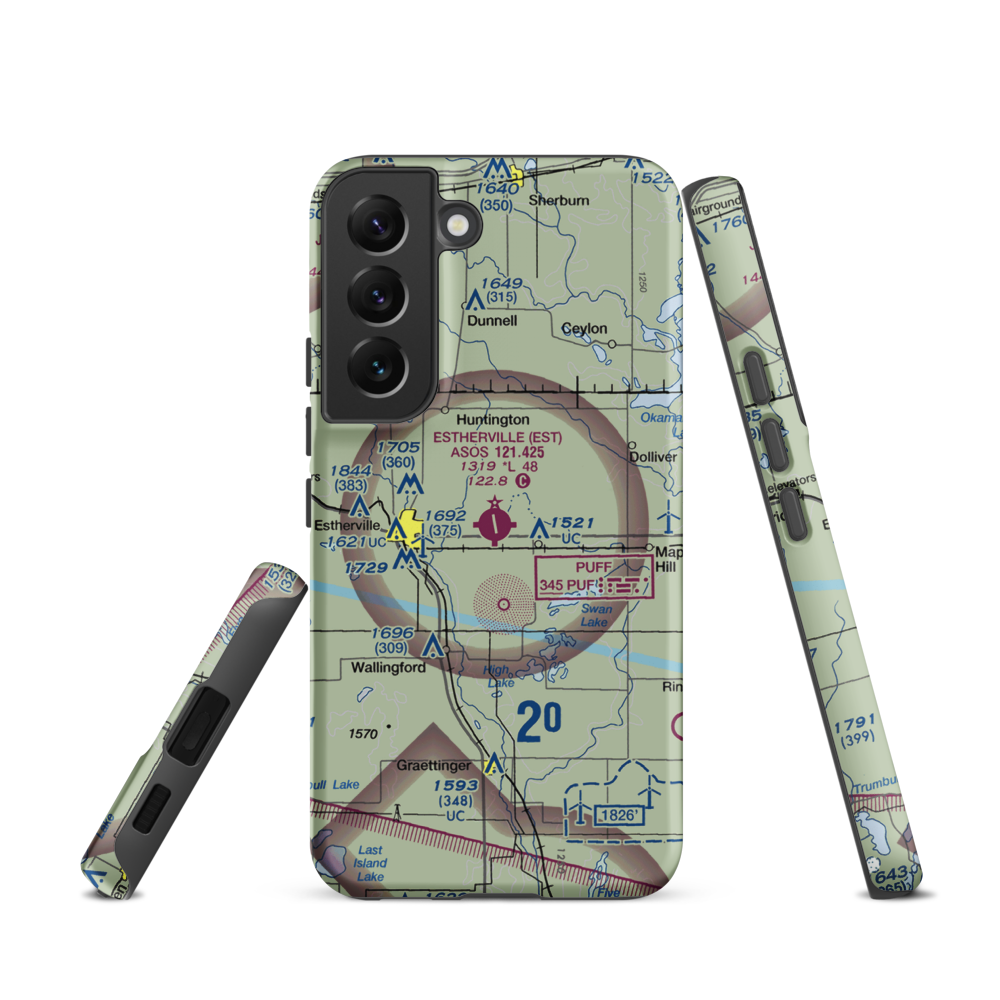 Estherville Municipal Airport (EST) VFR Sectional Samsung Phone Case Samsung Galaxy S22 model shown