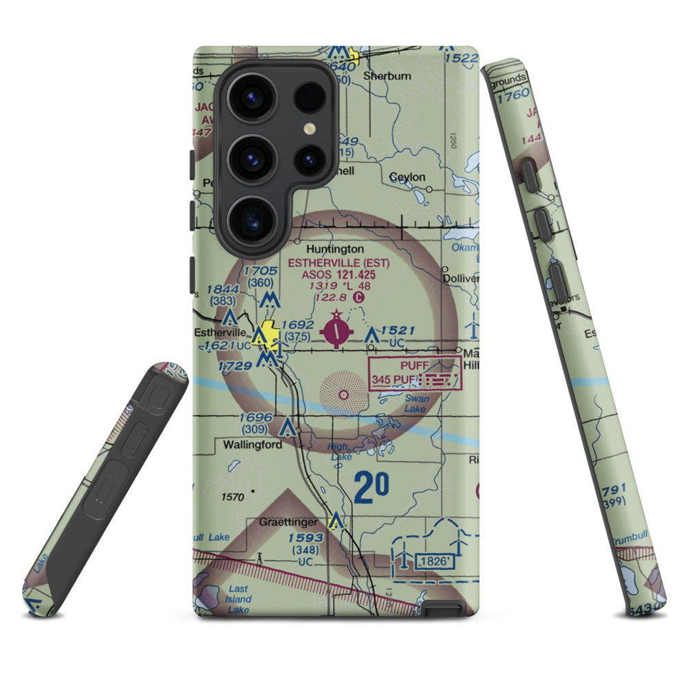 Estherville Municipal Airport (EST) VFR Sectional Samsung Phone Case Samsung Galaxy S23 Ultra model shown