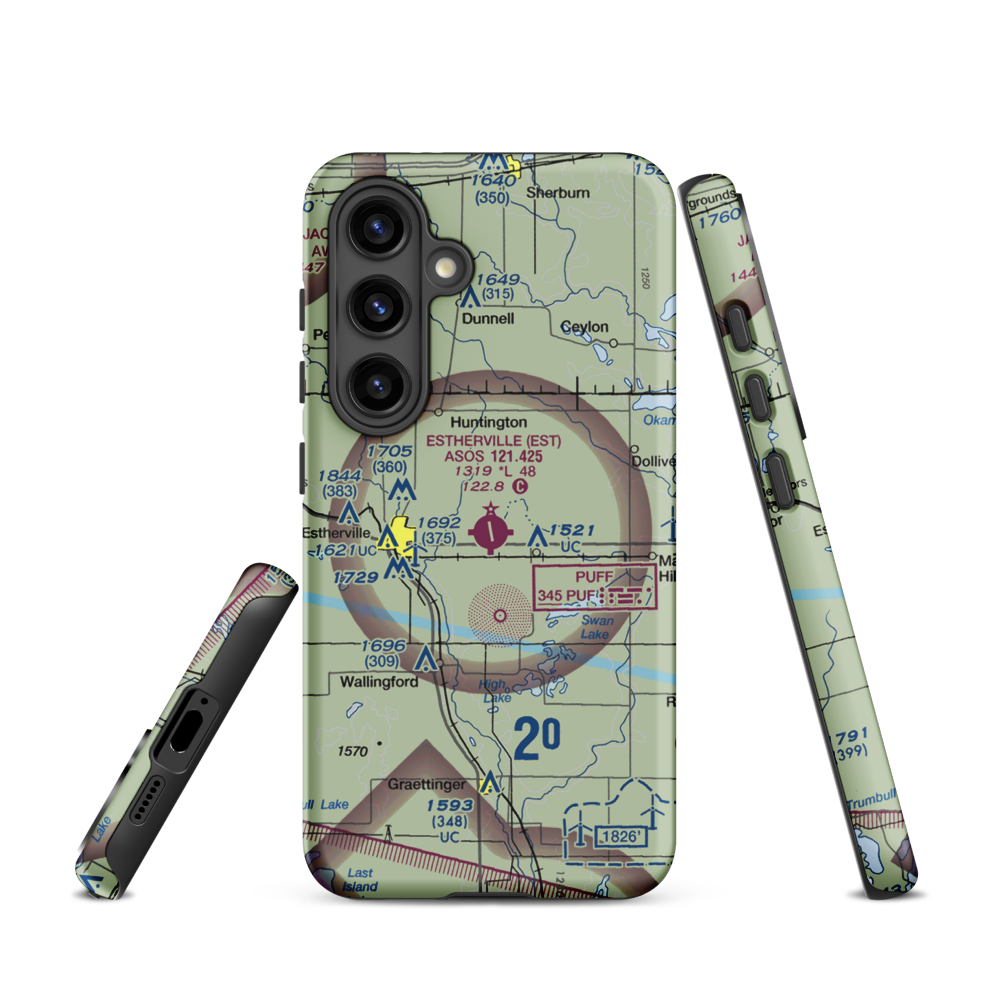 Estherville Municipal Airport (EST) VFR Sectional Samsung Phone Case Samsung Galaxy S24 model shown