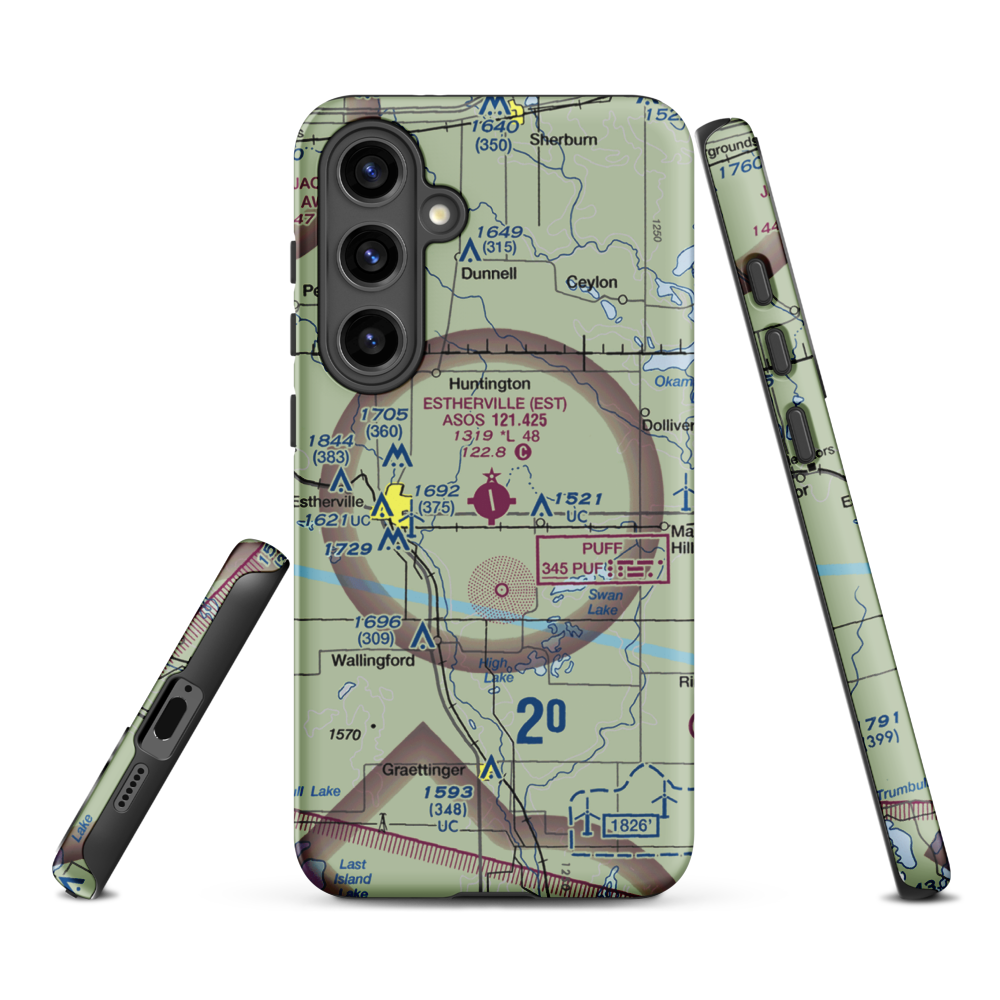 Estherville Municipal Airport (EST) VFR Sectional Samsung Phone Case Samsung Galaxy S24 Plus model shown