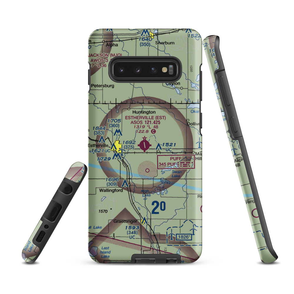 Estherville Municipal Airport (EST) VFR Sectional Samsung Phone Case Samsung Galaxy S10 Plus model shown