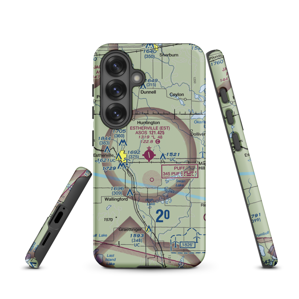 Estherville Municipal Airport (EST) VFR Sectional Samsung Phone Case Samsung Galaxy S25 model shown