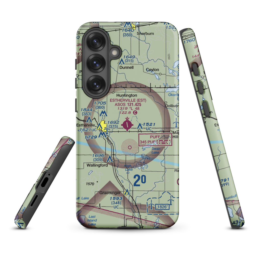 Estherville Municipal Airport (EST) VFR Sectional Samsung Phone Case Samsung Galaxy S25 Plus model shown
