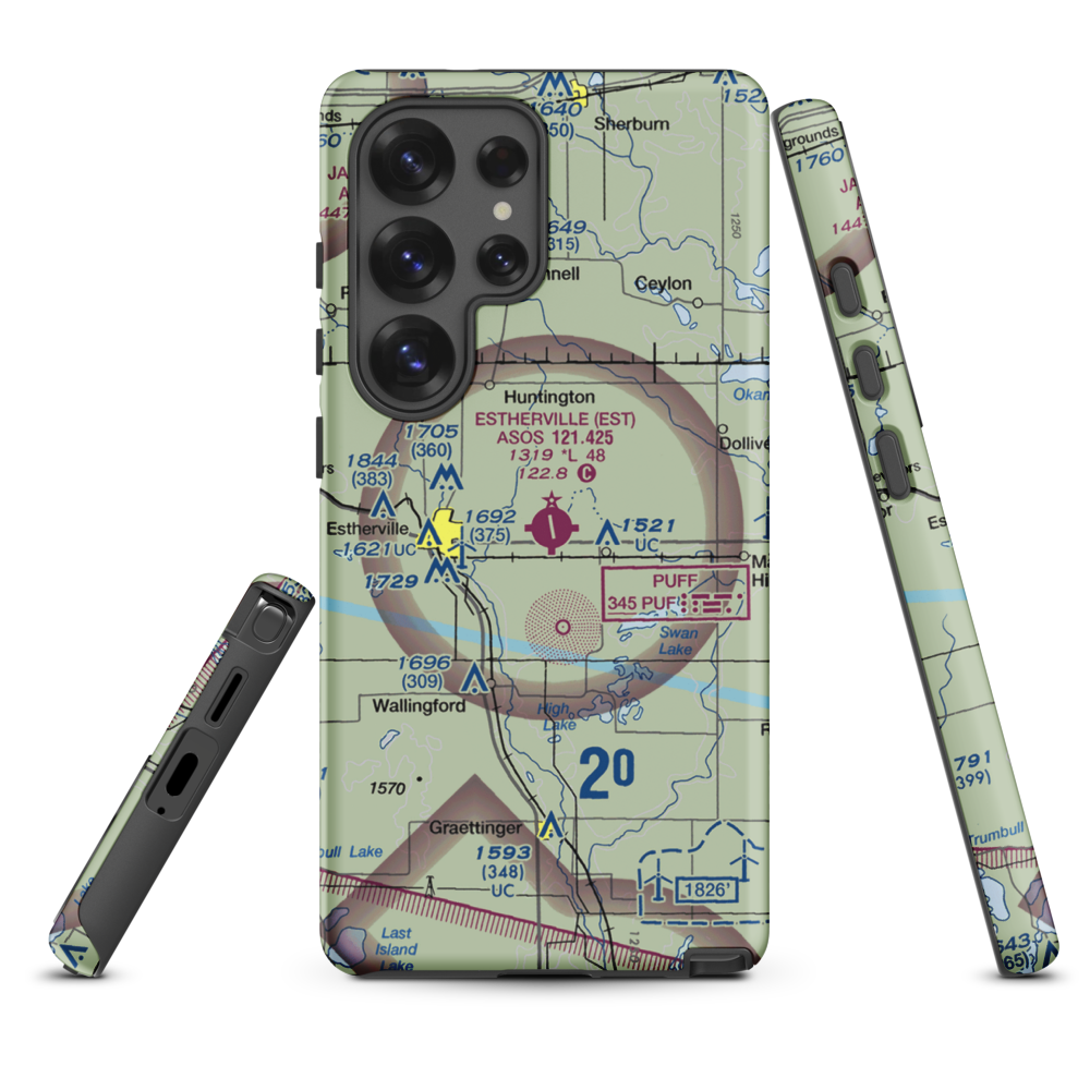 Estherville Municipal Airport (EST) VFR Sectional Samsung Phone Case Samsung Galaxy S25 Ultra model shown