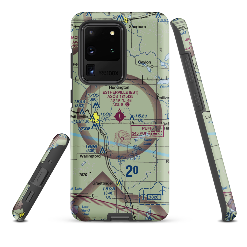 Estherville Municipal Airport (EST) VFR Sectional Samsung Phone Case Samsung Galaxy S20 Ultra model shown
