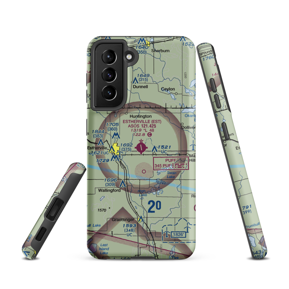 Estherville Municipal Airport (EST) VFR Sectional Samsung Phone Case Samsung Galaxy S21 model shown