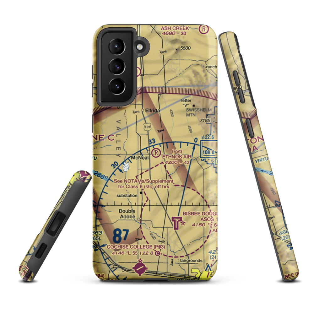 Ethnos Air Airport (2AZ9) VFR Sectional Samsung Phone Case Samsung Galaxy S21 Plus model shown